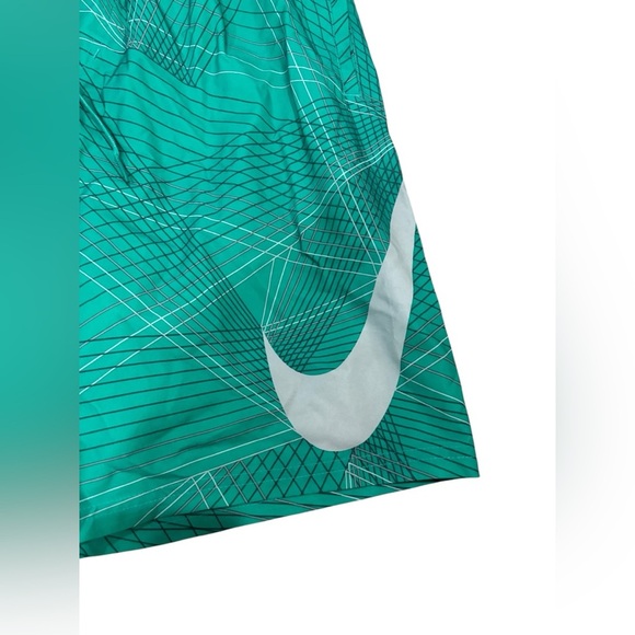 Nike Swim Trunks sz. MED. Green Geometric Pattern drawstring - Picture 2 of 9